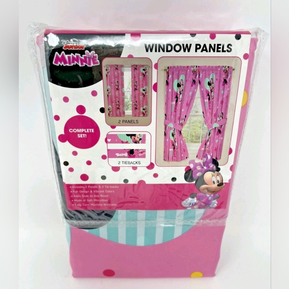🆕Disney Junior Minnie Mouse Window Panels 82" x 63"in Vibrant Colors